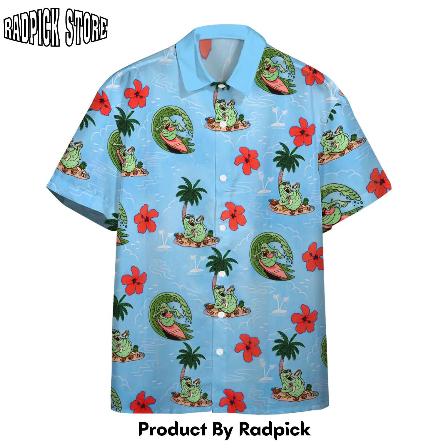 Radpick 3d ghostbusters slimer ugly hawaii vibe custom hawaiian shirt rp292775